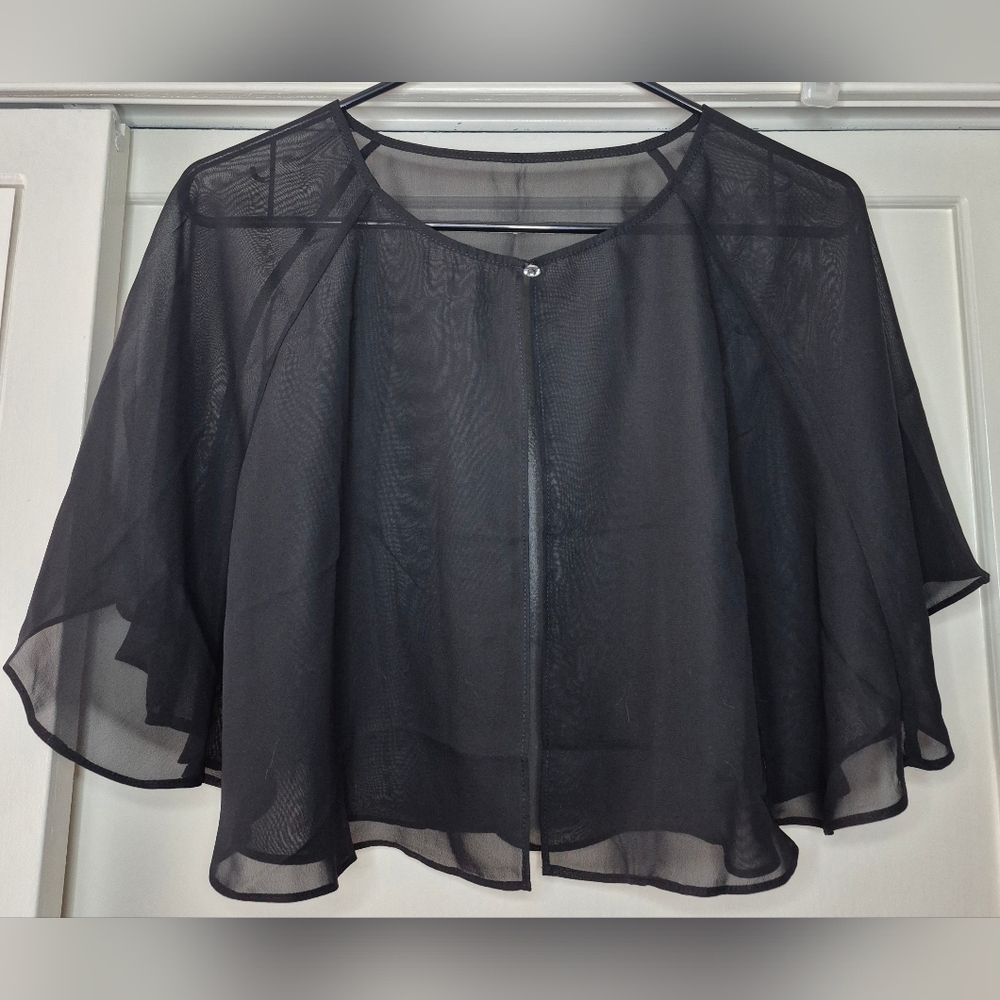 Sheer Shiffon Black Capelet
